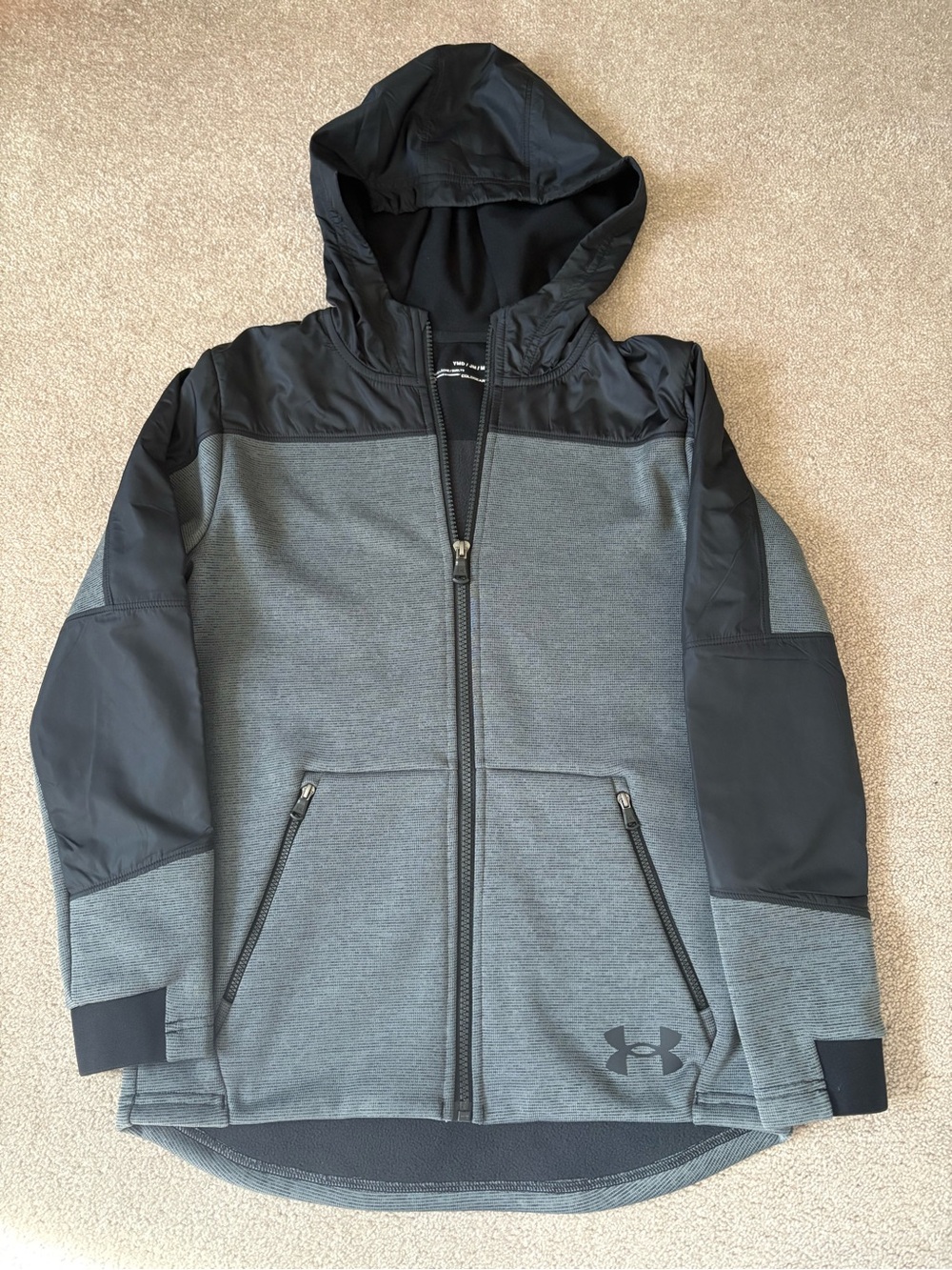 Under Armour Boys Hooded Zip Jacket - Gray & Black